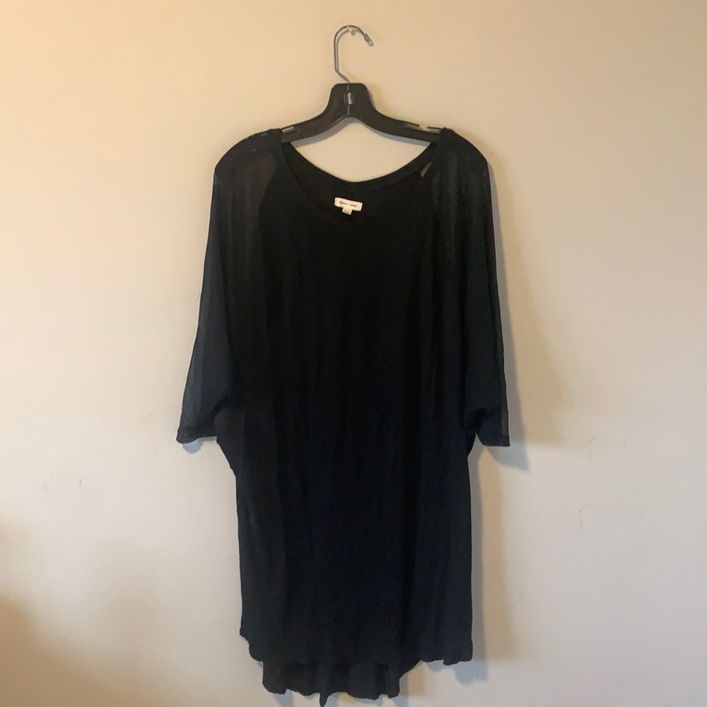 Urban Outfitters Black Sheer-Sleeve High Low Dress